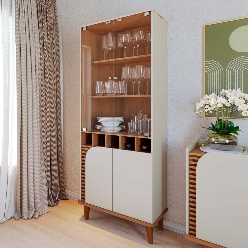 Cristaleira 4 Portas 183x70 Cm Jurere Off White Matte Freijo Colibri - 10