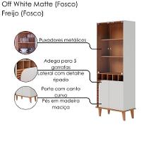 Cristaleira 4 Portas 183x70 Cm Jurere Off White Matte Freijo Colibri - 5