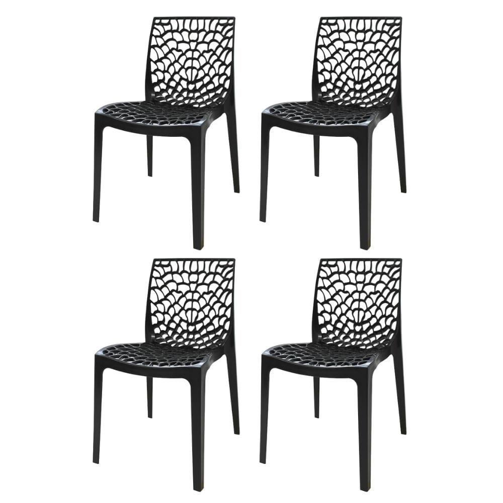 Kit 4 Cadeiras Gruv Rivatti 45cm Monobloco Pp Preto - 1