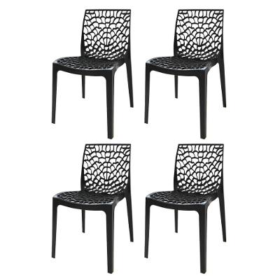 Kit 4 Cadeiras Gruv Rivatti 45cm Monobloco Pp Preto