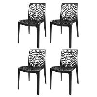 Kit 4 Cadeiras Gruv Rivatti 45cm Monobloco Pp Preto - 1