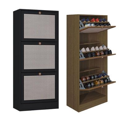 Kit 2 Sapateiras Tropical 3 Portas Multiuso Vertical Poquema Carvalho-preto