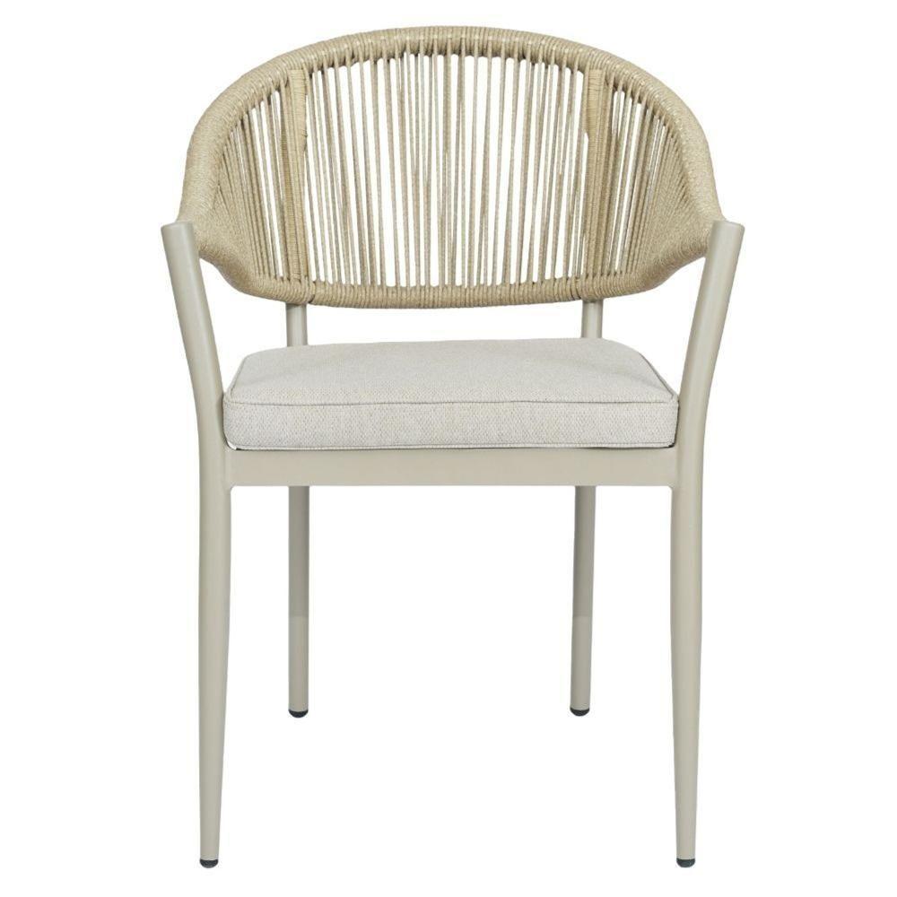 Kit 4 Cadeiras Empilhável Amalfi Caraíva Fratini Alumínio Encosto Trama Corda Náutica Almofada Fendi - 3