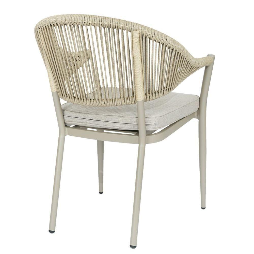 Kit 4 Cadeiras Empilhável Amalfi Caraíva Fratini Alumínio Encosto Trama Corda Náutica Almofada Fendi - 5