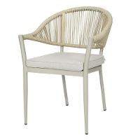 Kit 4 Cadeiras Empilhável Amalfi Caraíva Fratini Alumínio Encosto Trama Corda Náutica Almofada Fendi - 2