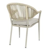 Kit 4 Cadeiras Empilhável Amalfi Caraíva Fratini Alumínio Encosto Trama Corda Náutica Almofada Fendi - 5