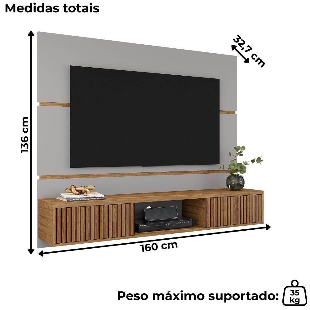 Painel Suspenso Tv 65 Pol 160 Cm Ambar Off White Cinamomo Bechara - 3