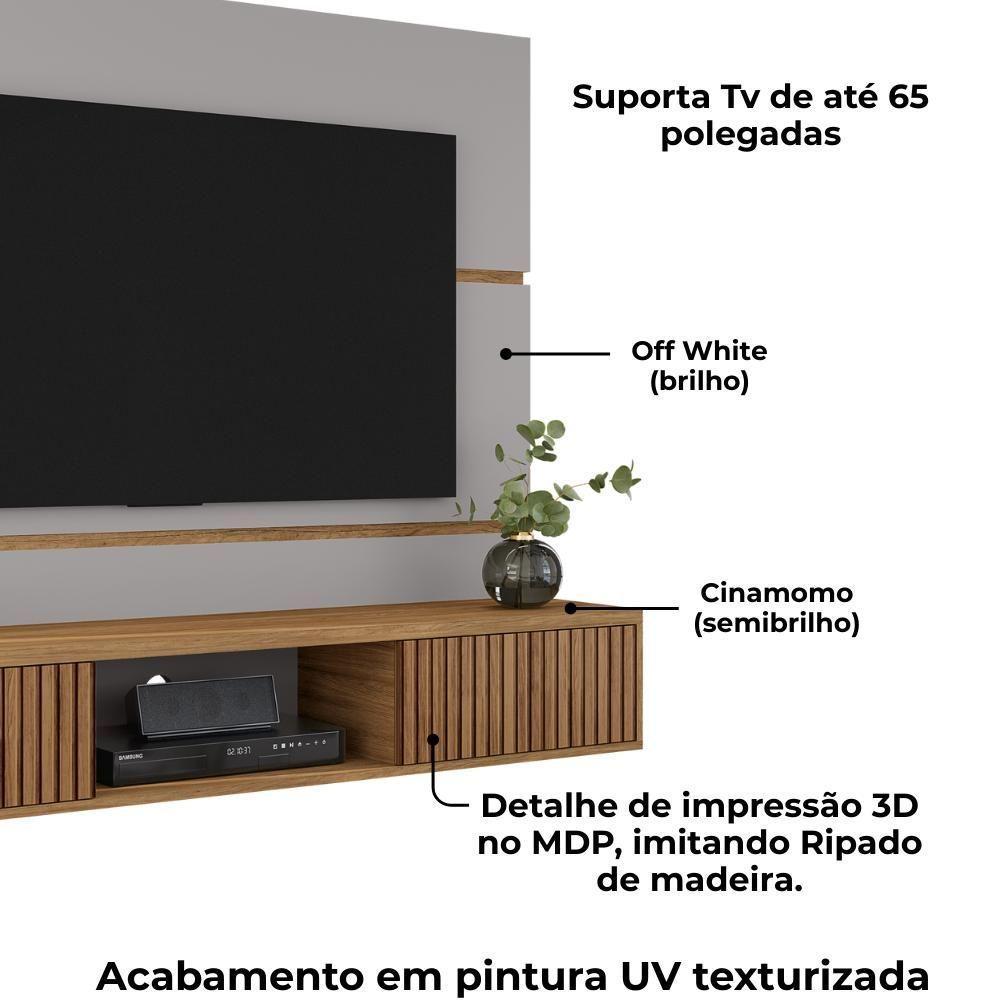 Painel Suspenso Tv 65 Pol 160 Cm Ambar Off White Cinamomo Bechara - 5