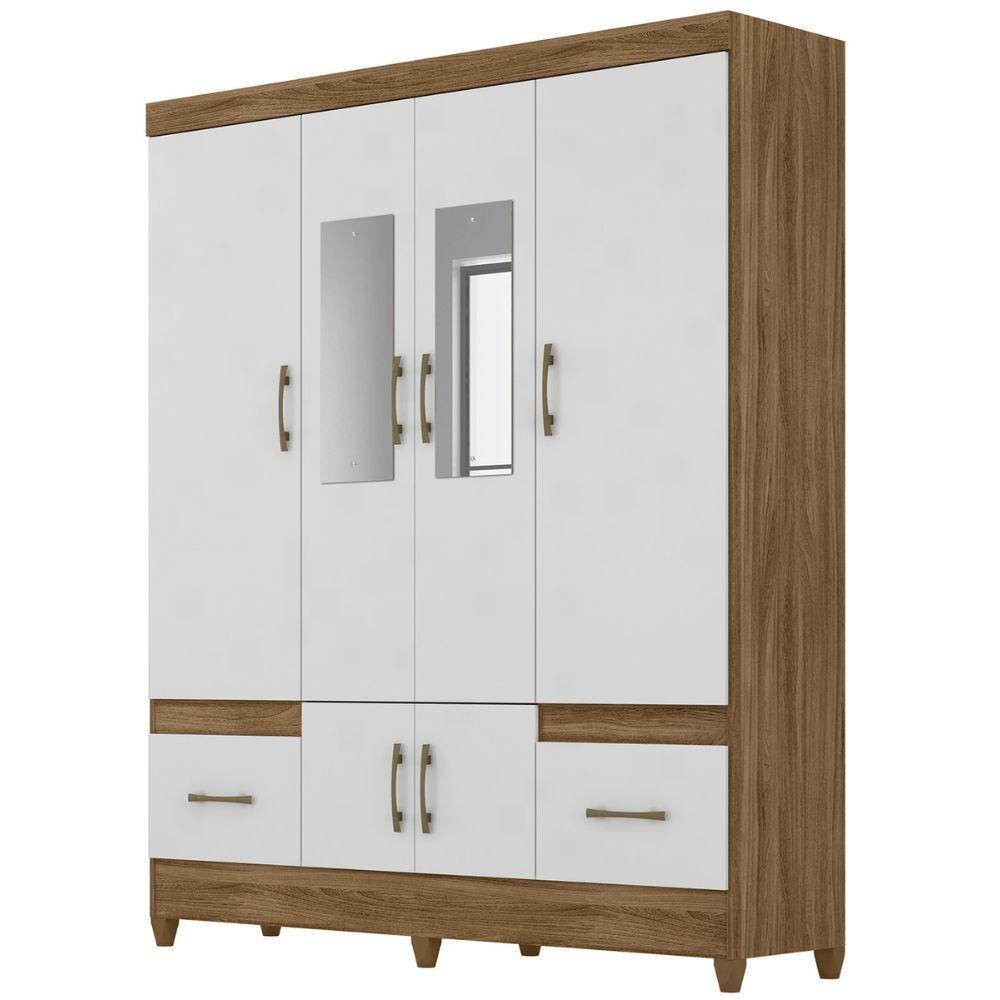 Guarda Roupa Casal Ms912 6p Espelho 165 Cm Naturale Branco Moval - 1