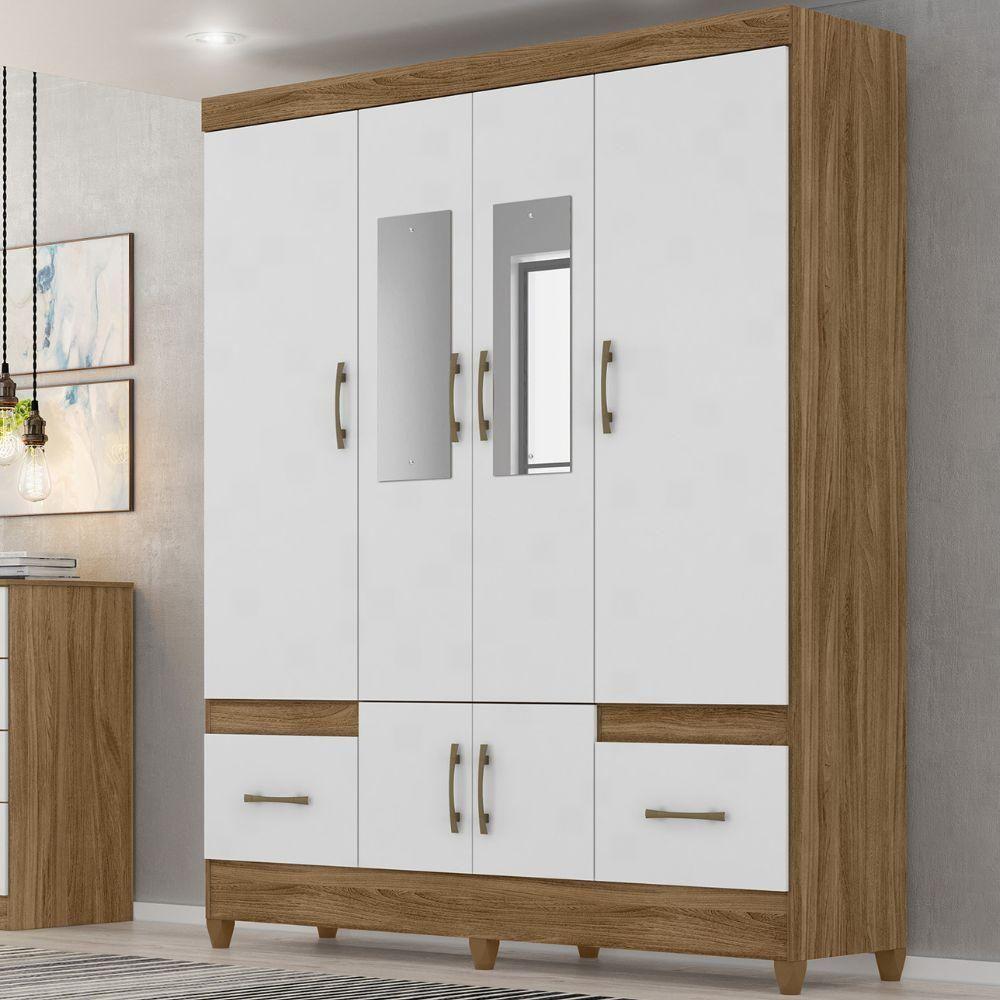 Guarda Roupa Casal Ms912 6p Espelho 165 Cm Naturale Branco Moval - 3