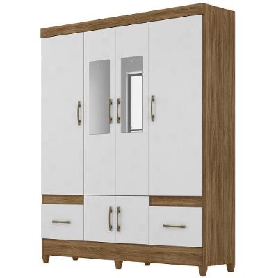 Guarda Roupa Casal Ms912 6p Espelho 165 Cm Naturale Branco Moval