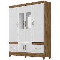 Guarda Roupa Casal Ms912 6p Espelho 165 Cm Naturale Branco Moval - 1