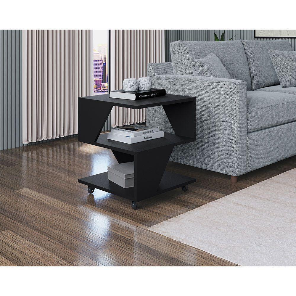 Kit Sapateira Spin Tropical 3 Portas E 2 Mesas De Cabeceira Preto-carvalho - 3