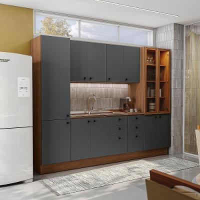 Cozinha Modulada Pixel Kappesberg 100% Mdp Canela-cinza Sagrado 280cm