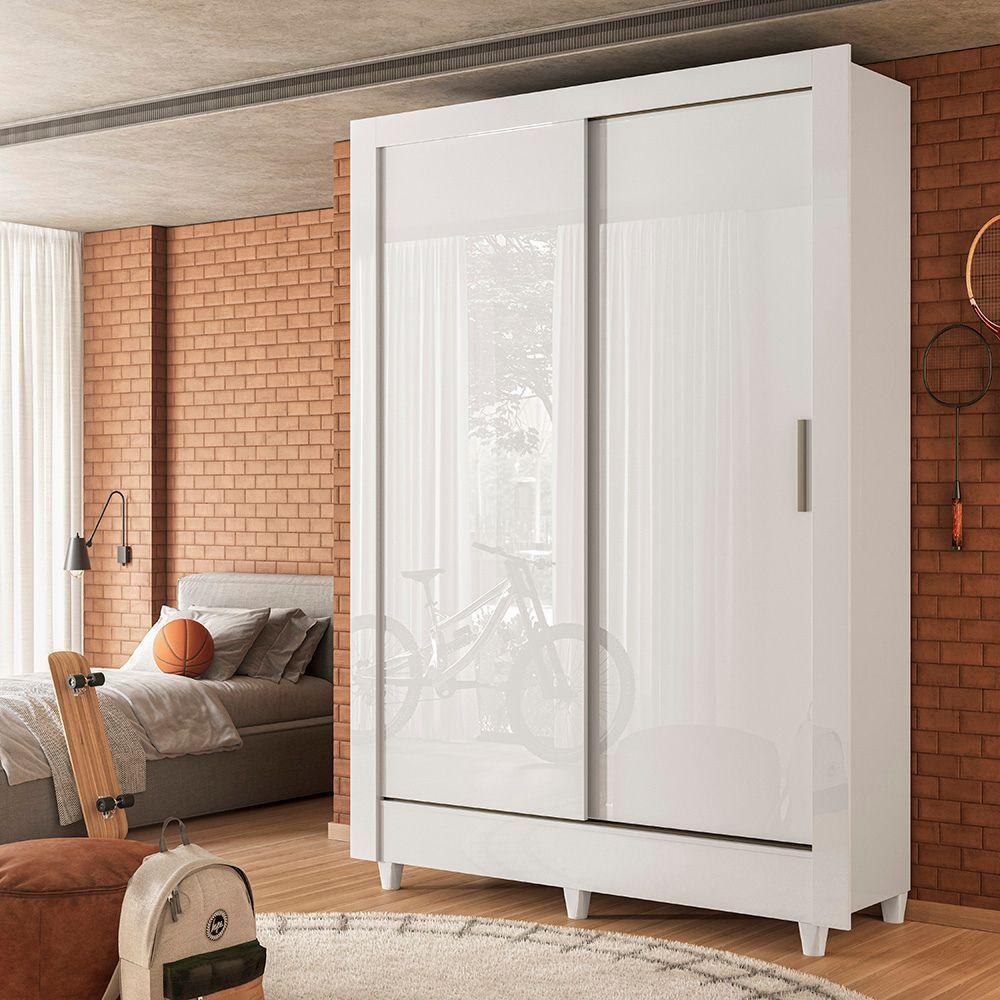 Guarda Roupas Solteiro Com 2 Portas De Correr 2 Gavetas Bélgica Andirá Branco - 2