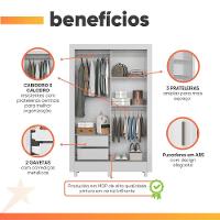 Guarda Roupas Solteiro Com 2 Portas De Correr 2 Gavetas Bélgica Andirá Branco