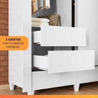Guarda Roupas Solteiro Com 2 Portas De Correr 2 Gavetas Bélgica Andirá Branco - 7
