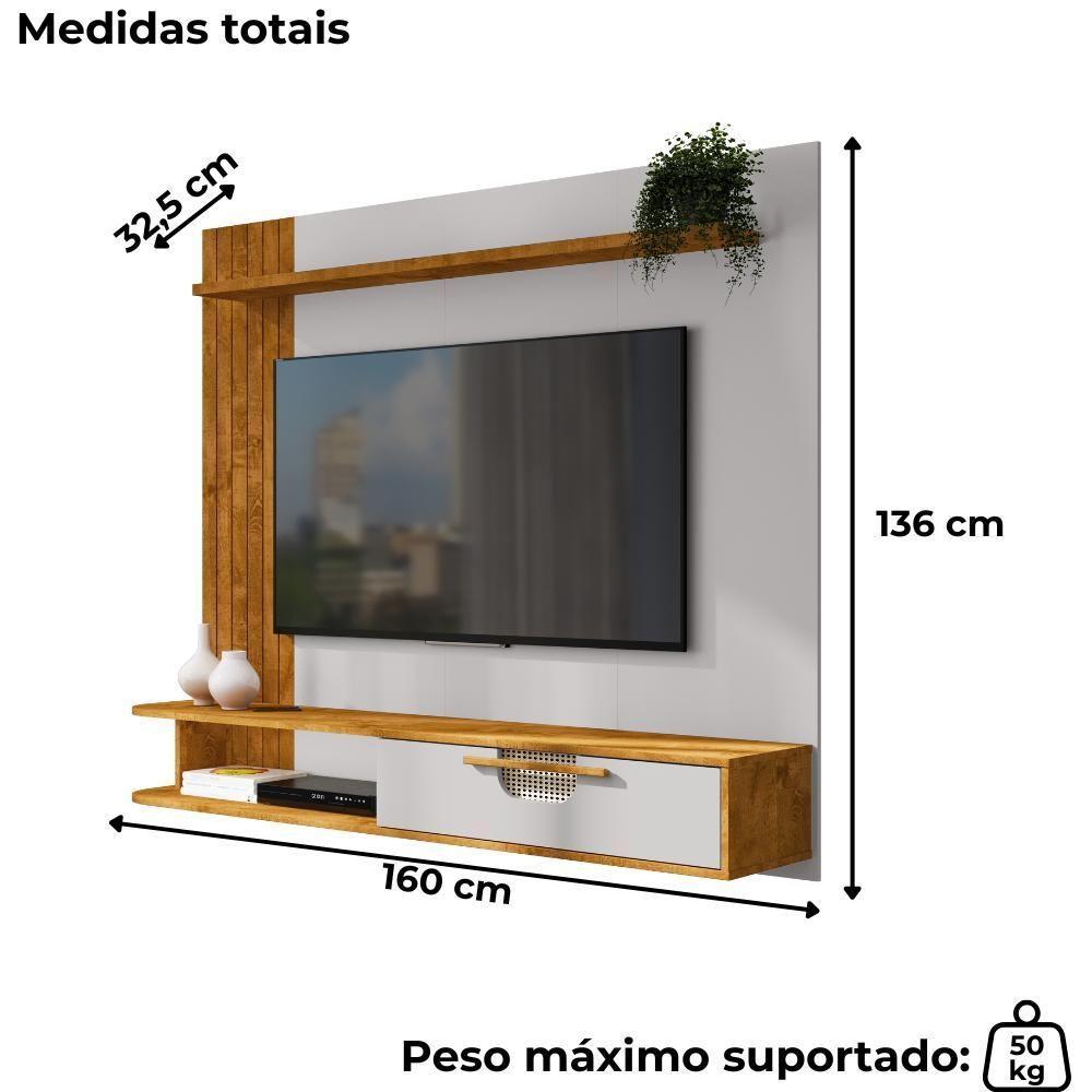 Painel Suspenso Tv 65 Pol 160 Cm Jeri Naturalle Off White Bechara - 3