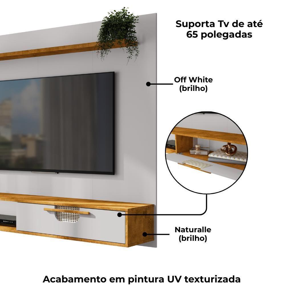 Painel Suspenso Tv 65 Pol 160 Cm Jeri Naturalle Off White Bechara - 5