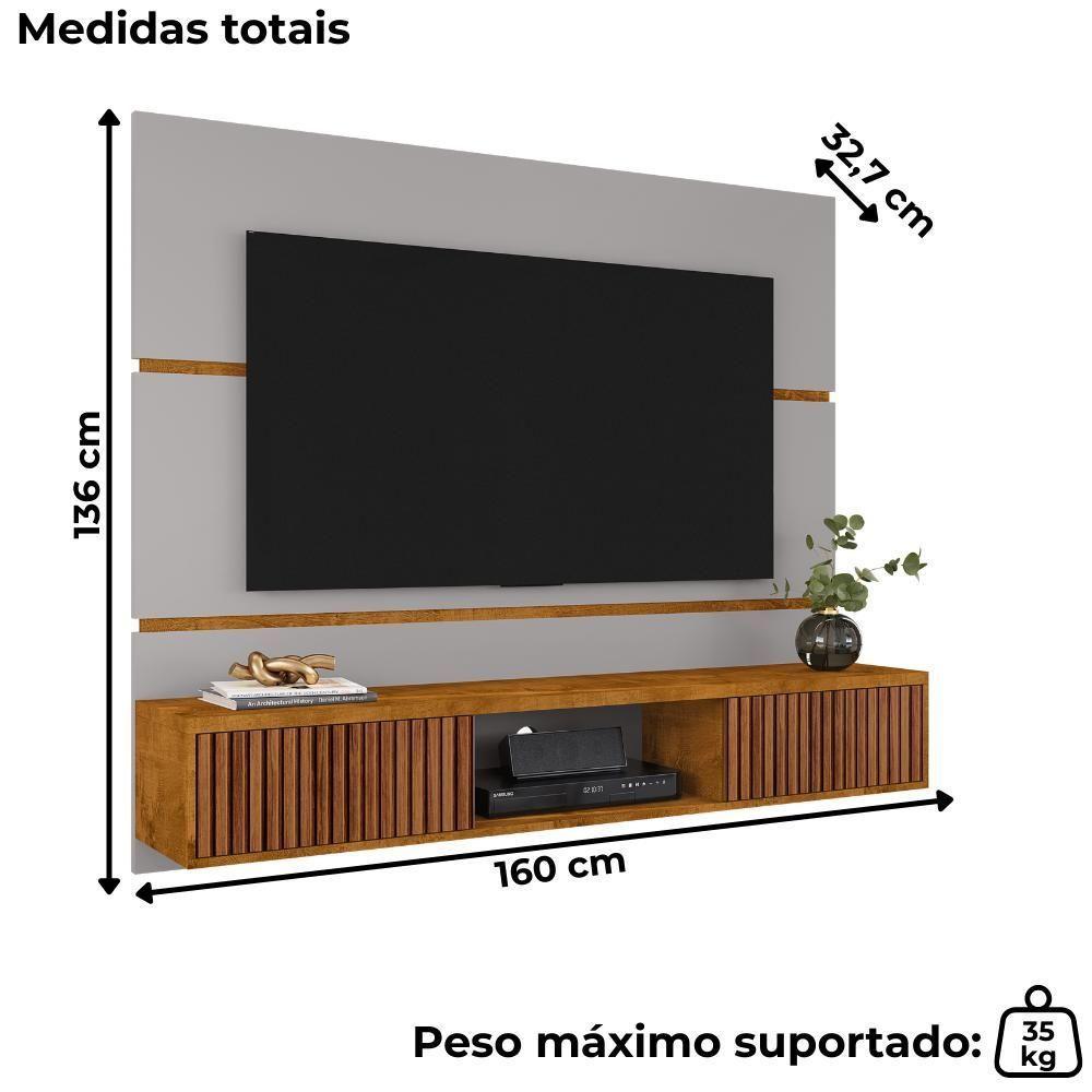 Painel Suspenso Tv 65 Pol 160 Cm Ambar Off White Naturalle Bechara - 2