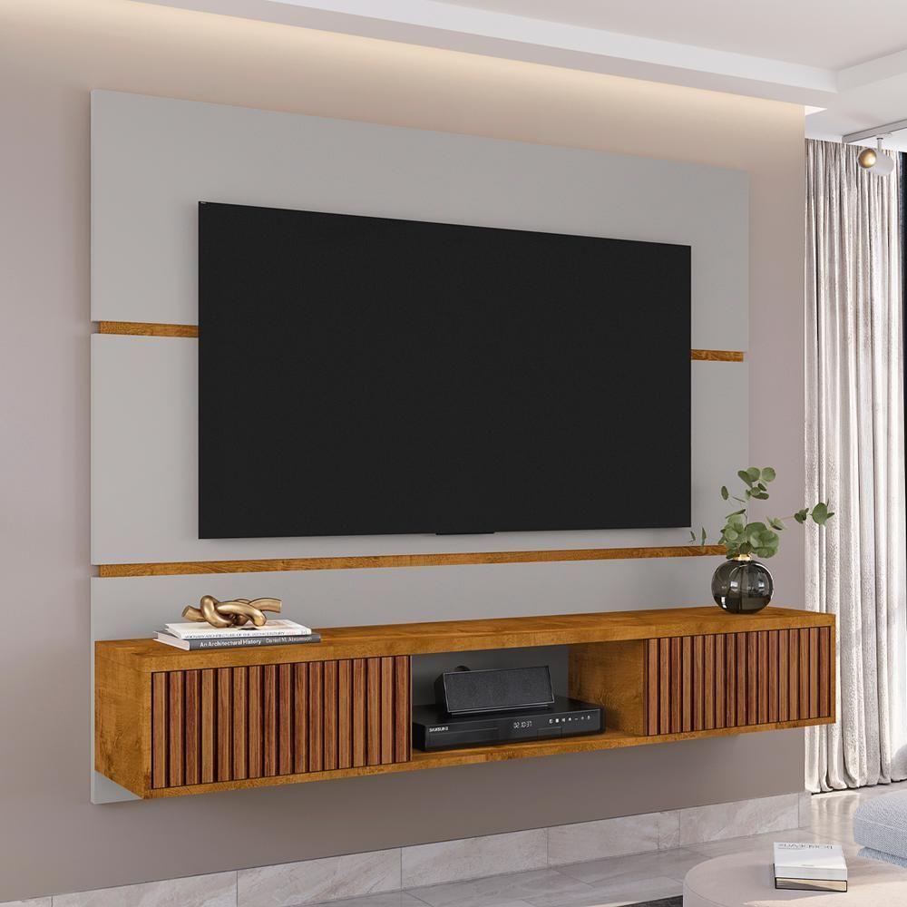 Painel Suspenso Tv 65 Pol 160 Cm Ambar Off White Naturalle Bechara - 5