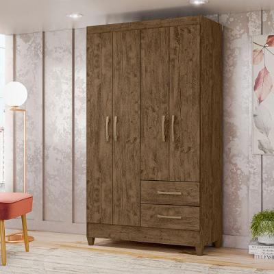 Guarda Roupa Solteiro Chile 4 Portas Bater Castanho Wood MDP