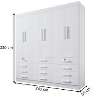 Guarda Roupa Mônaco Plus Branco 6 Portas 12 Gavetas D?doro - 3
