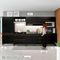 Cozinha Modulada Com Balcão Pia Sabrina 6pçs Mdp Menu Móveis Preto - 2