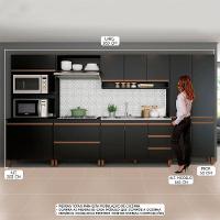 Cozinha Modulada Com Armário Balcão Nicho 6pçs Menu Móveis Preto - 2