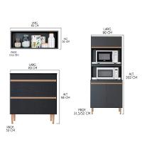 Cozinha Modulada Com Armário Balcão Nicho 6pçs Menu Móveis Preto - 5