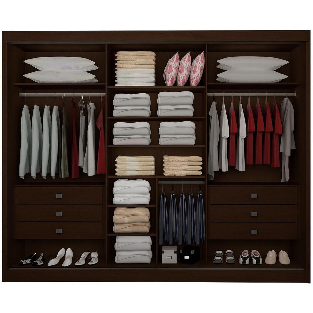 Guarda Roupa Dubai Castanho 3 Portas 6 Gavetas D?doro - 2