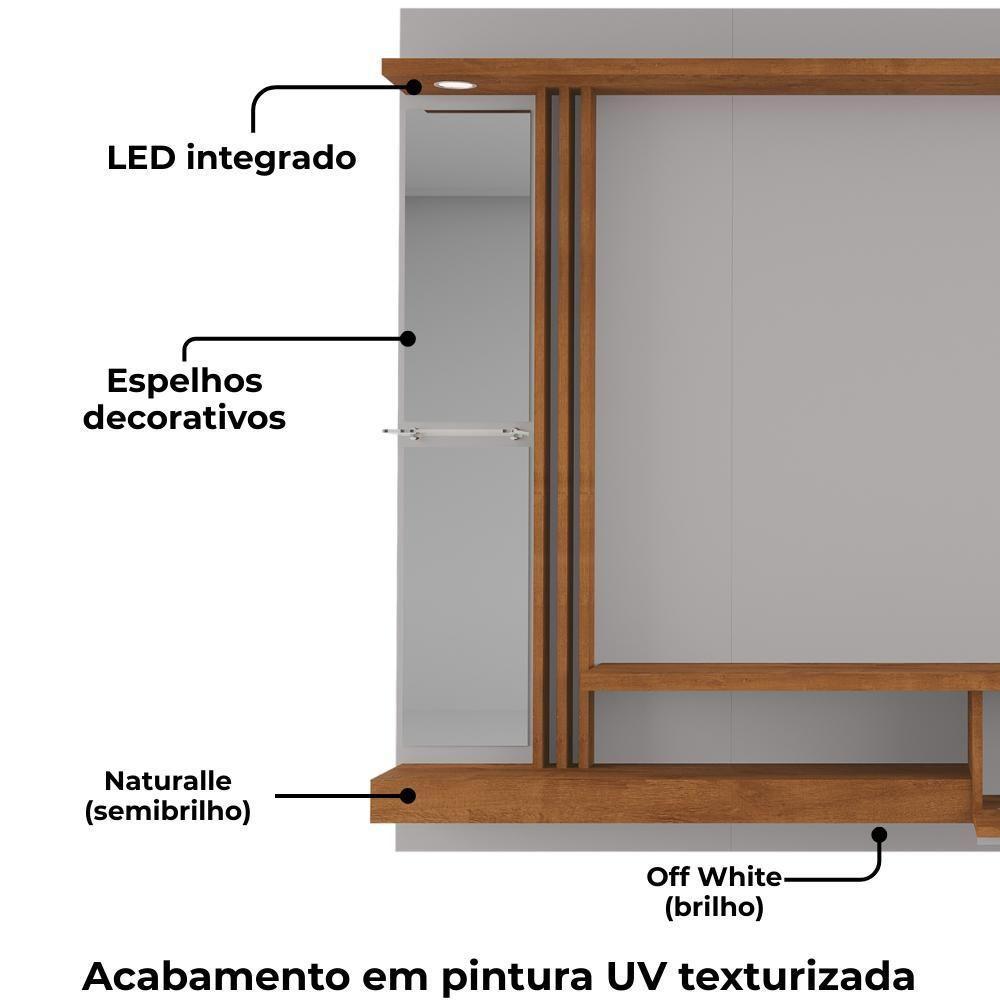 Painel Suspenso Tv 55 Pol 160 Cm Denver Off White Naturalle Bechara - 3