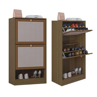 Kit 2 Sapateiras Tropical 2 Portas Multiuso Vertical Poquema Carvalho