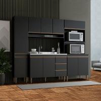 Cozinha Compacta Para Apartamento 240x202 4 Pçs Menu Móveis Preto - 1