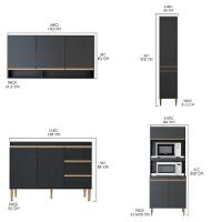 Cozinha Compacta Para Apartamento 240x202 4 Pçs Menu Móveis Preto - 3