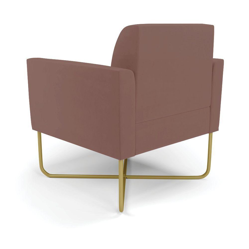 Kit 2 Poltronas Base X Industrial Dourado Marisa Veludo Rose - 7
