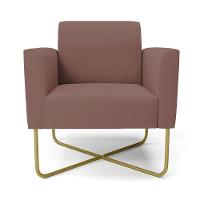 Kit 2 Poltronas Base X Industrial Dourado Marisa Veludo Rose