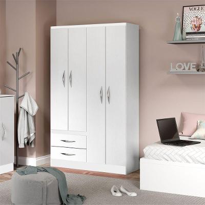 Guarda-roupa Pequeno Com 4 Portas 2 Gavetas Mdp Menu Móveis Branco