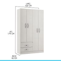 Guarda-roupa Pequeno Com 4 Portas 2 Gavetas Mdp Menu Móveis Branco - 2
