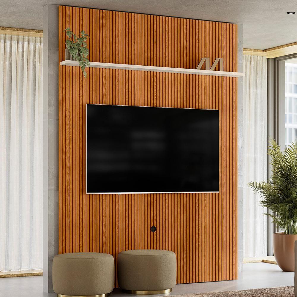 Painel Tv 65 Pol 245x179 Cm New Interlagos Cinamomo Off White Madetec - 2