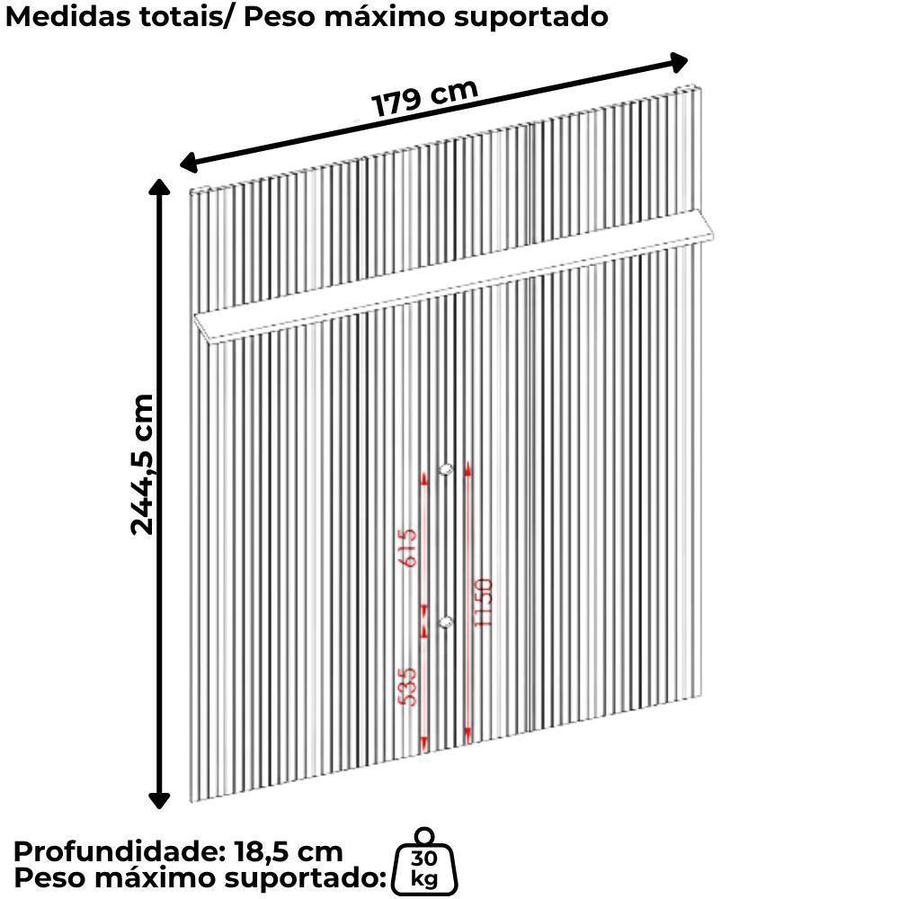 Painel Tv 65 Pol 245x179 Cm New Interlagos Cinamomo Off White Madetec - 3
