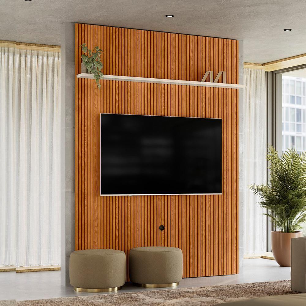 Painel Tv 65 Pol 245x179 Cm New Interlagos Cinamomo Off White Madetec - 6