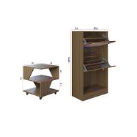 Kit Sapateira 2 Portas E 2 Mesas De Cabeceira-centro Poquema Carvalho - 4