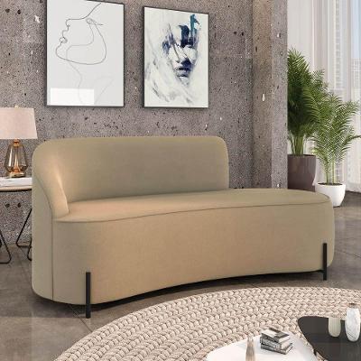 Sofá 3 Lugares Orgânico 180cm Pé Ferro Preto Morgan Suede Marrom R