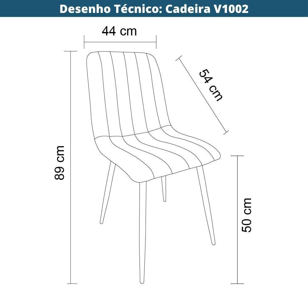 Kit 4 Cadeiras V1002 Rivatti 44cm Tecido Cinza-aço Preto - 8