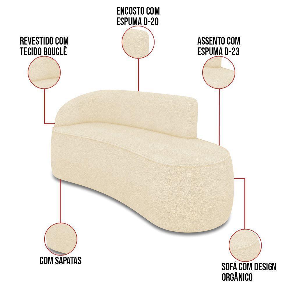 Sofá 3 Lugares Orgânico 180 Cm Morgan Bouclê Bege - 2