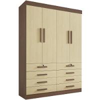 Guarda Roupa Mônaco Plus Castanho Linho 4 Portas 8 Gavetas D?doro - 1