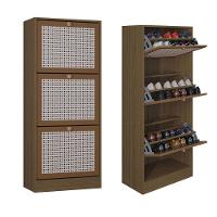 Kit 2 Sapateiras Tropical 3 Portas Multiuso Vertical Poquema Carvalho - 1