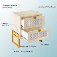 Kit 2 Mesas De Cabeceira Luxo Titanium Com Fino Acabamento 45cm - Off White - Dourado - 3