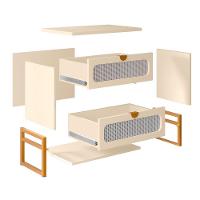 Kit 2 Mesas De Cabeceira Luxo Titanium Com Fino Acabamento 45cm - Off White - Dourado - 6